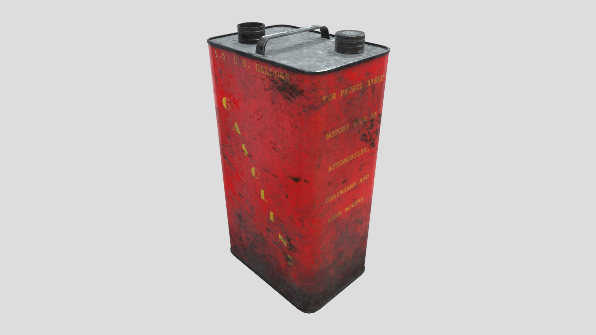 3D model Vintage Gasoline Fuel Can - This is a 3D model of the Vintage Gasoline Fuel Can. The 3D model is about a red fire extinguisher.