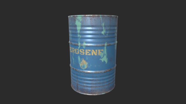 Old Blue Barrel 3D Model