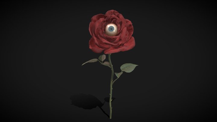 Spooky Eye Rose - Horror Decoration - low poly 3D Model