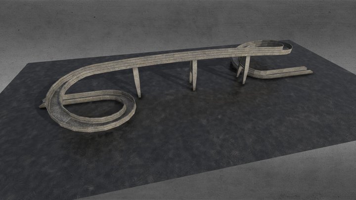 Double-Span Concrete Bridge with Spiral Ramps. 3D Model