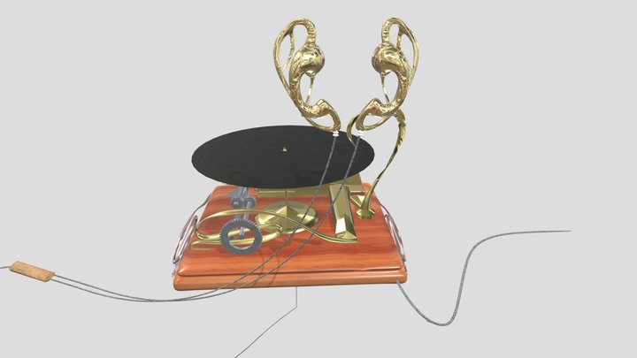 Art Nouveau Style Headphones and Music Player 3D Model