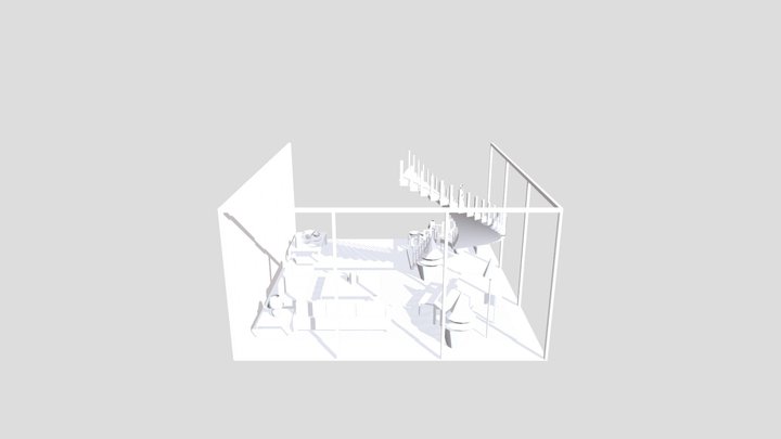Rich Sky-High Living Room Layout (Sketch) 3D Model