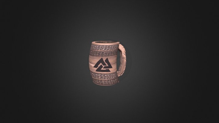 Tourist Viking wooden mead cup 3D Model