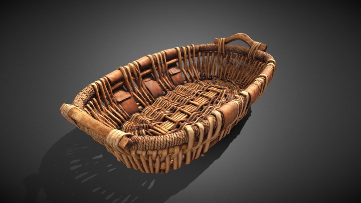 Brown Wicker Basket 3D Model