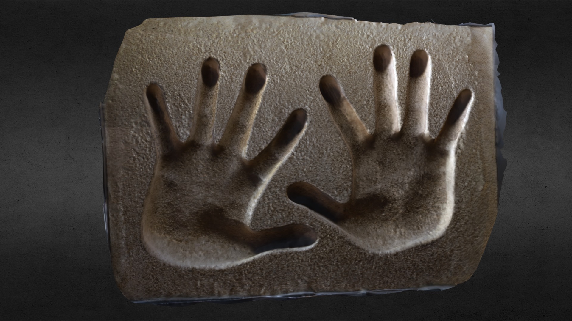 3D model Sammo Hung (洪金寶) – Hands Print - This is a 3D model of the Sammo Hung (洪金寶) - Hands Print. The 3D model is about a hand made out of wood.