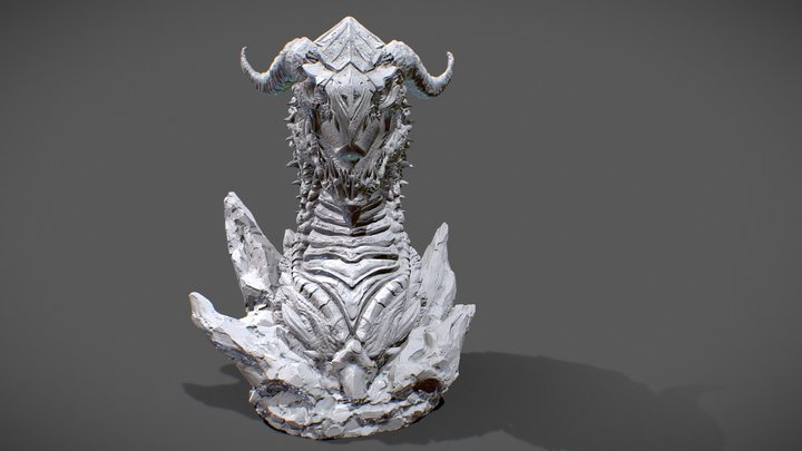 Screaming dragon head 3D print 3D Model