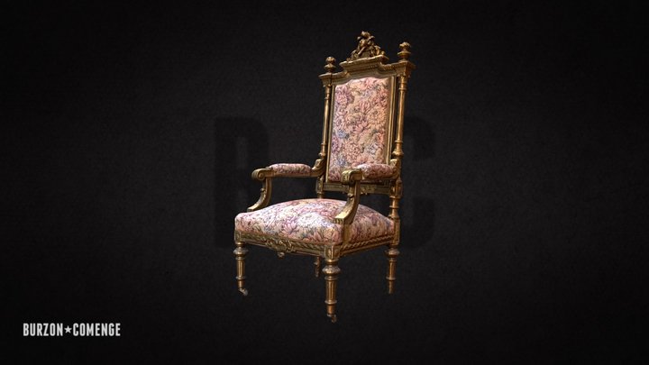 Baroque armchair. Palau Moja (Barcelona) 3D Model
