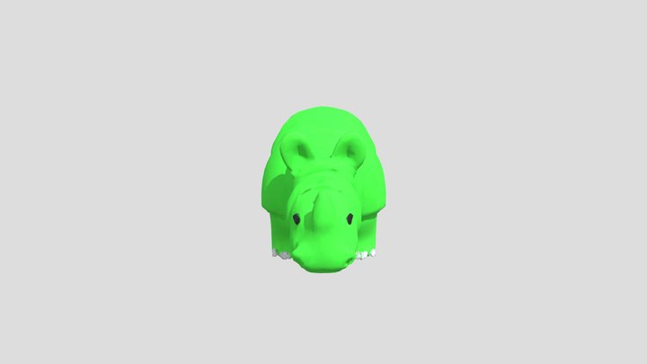 Green Rhino Toy 3D Model