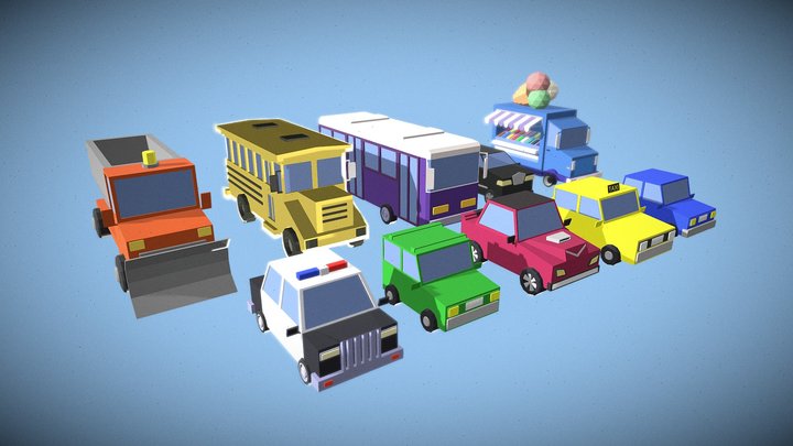 Lowpoly Vehicles 3D Model