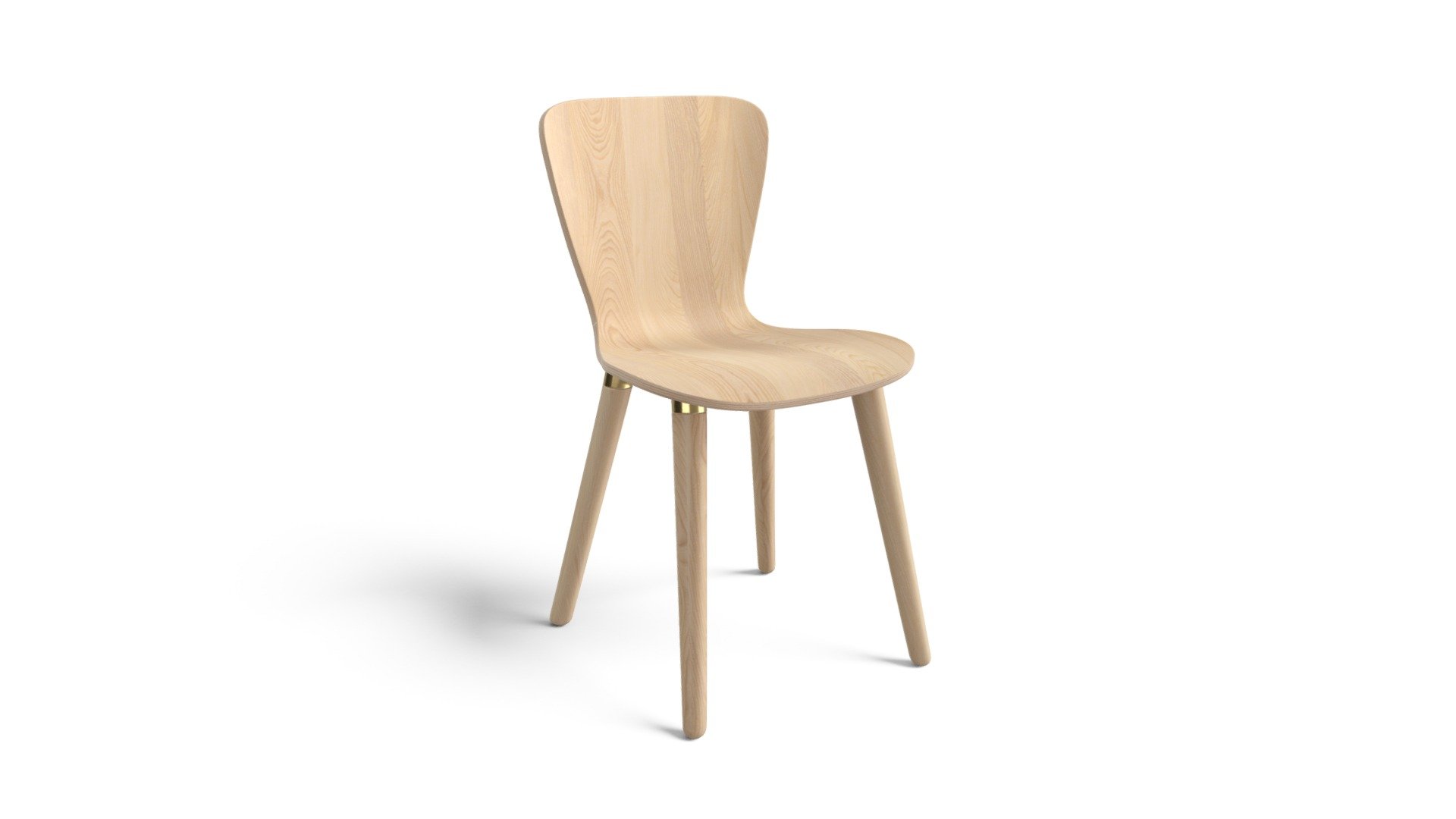 Set Of 2 Edelweiss Dining Chairs, Ash and Brass 3D model by