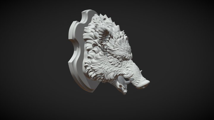 Wild Boar Mounted Head 3D Model