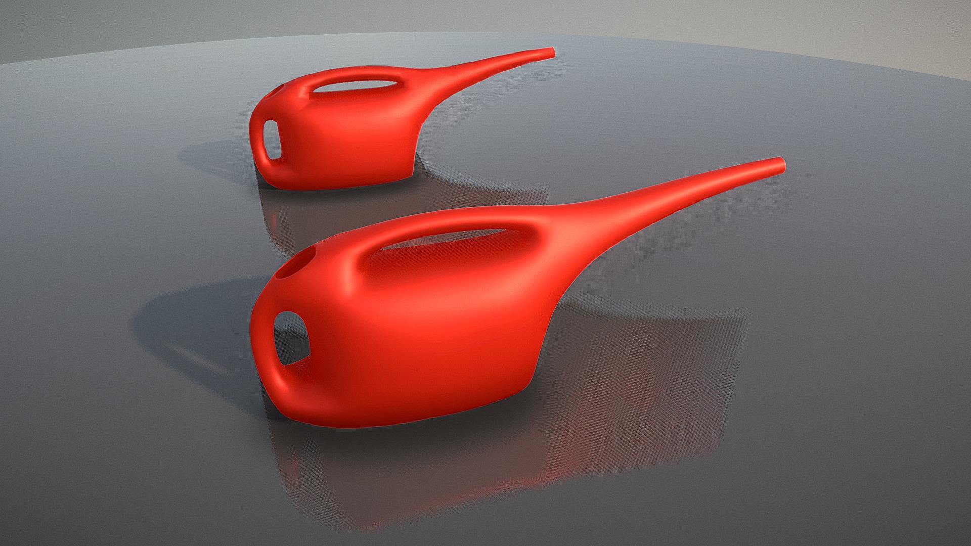 3D model Red Watering Can (High and Low-Poly) - This is a 3D model of the Red Watering Can (High and Low-Poly). The 3D model is about a red plastic toy.