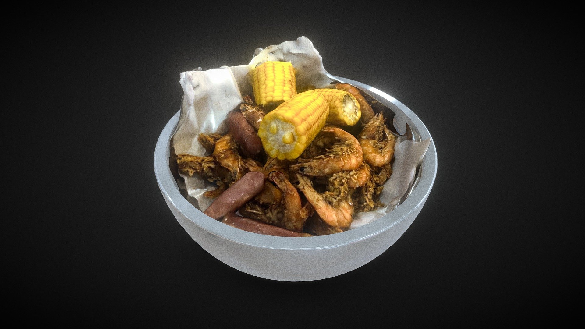 Cooked Garlic Shrimps With Corn - 3D scan — Sketchfab embed 3D viewer