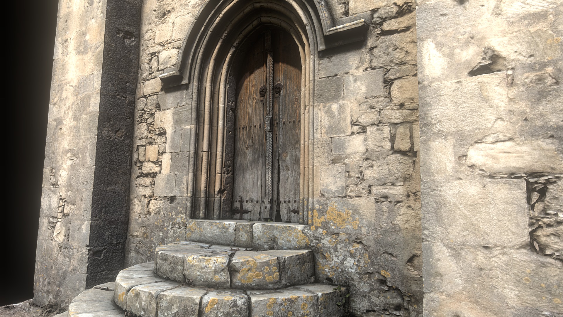 3D model Abandoned Monastery Church Door 2 - This is a 3D model of the Abandoned Monastery Church Door 2. The 3D model is about a door in a stone building.
