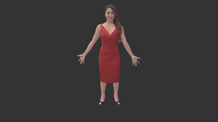 Woman_reddress_01_1000k 3D Model