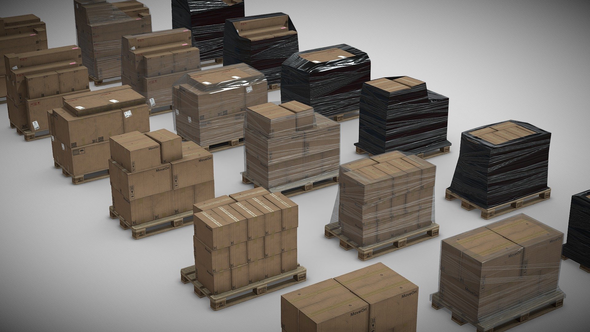 Wood Pallets with Goods - Buy Royalty Free 3D model by ...