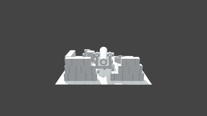 Cannon w/ Environment Low 3D Model