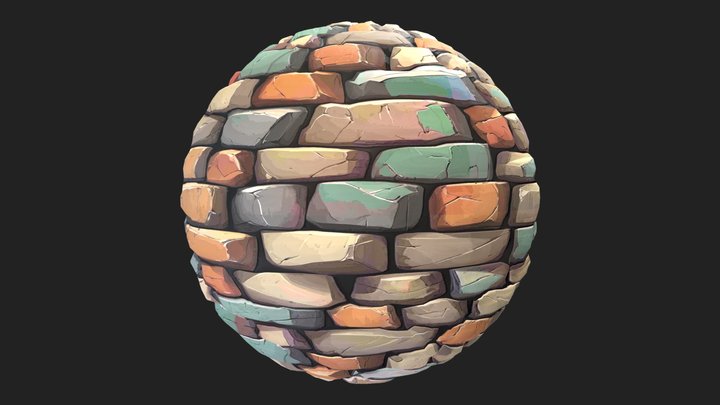 Stylized Stone Wall Material 3D Model