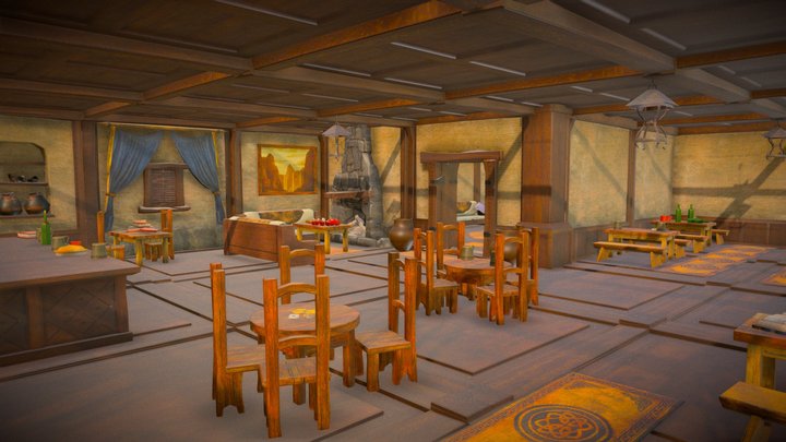 Medieval food bar hand painted – Free 3D Model STL