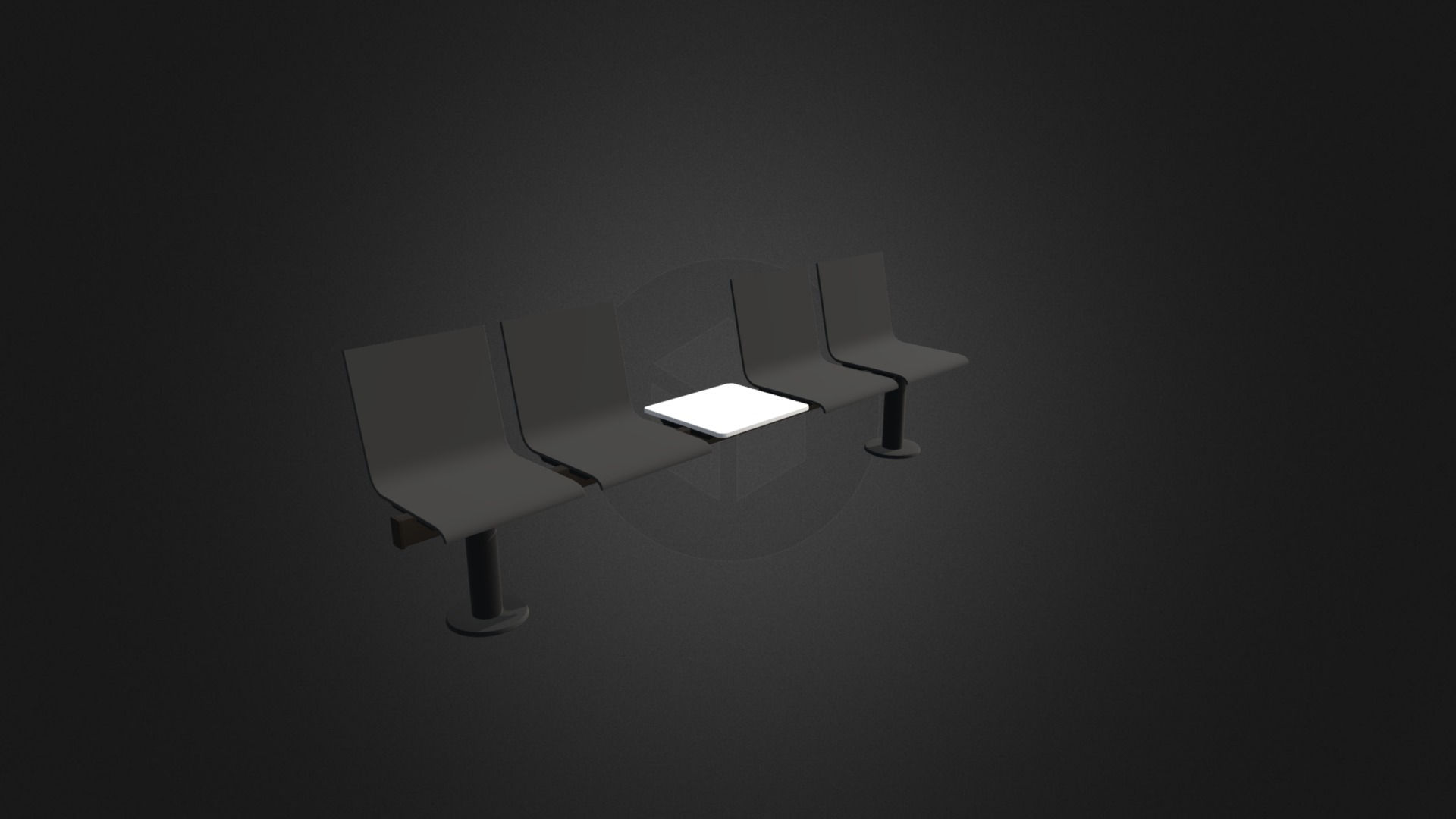 3D model Black Waiting Chairs D Model - This is a 3D model of the Black Waiting Chairs D Model. The 3D model is about a table with a lamp shade.