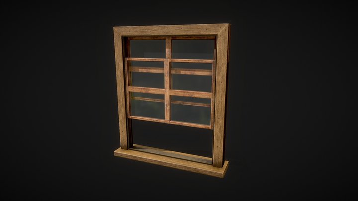 Wooden double hung window 3D Model