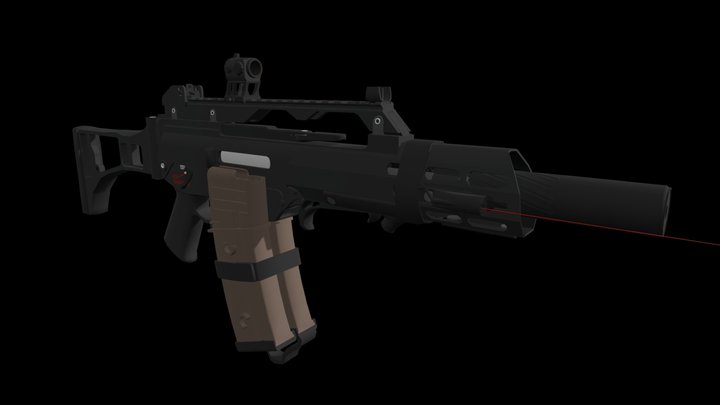 Low poly Firearm: HK G36 MOD1 Free 3D Model