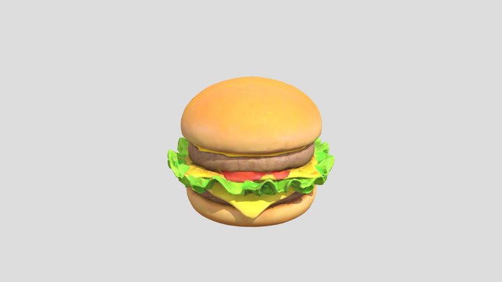 A Squish Pop style 3D model of a hamburger. 3D Model