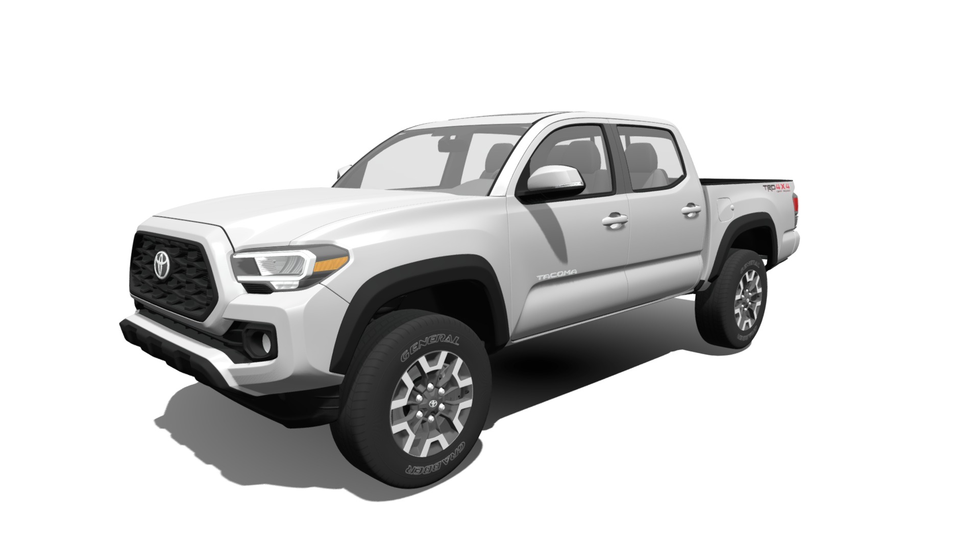 3D model Toyota Tacoma TRD 2020 - This is a 3D model of the Toyota Tacoma TRD 2020. The 3D model is about a silver suv with a white background.