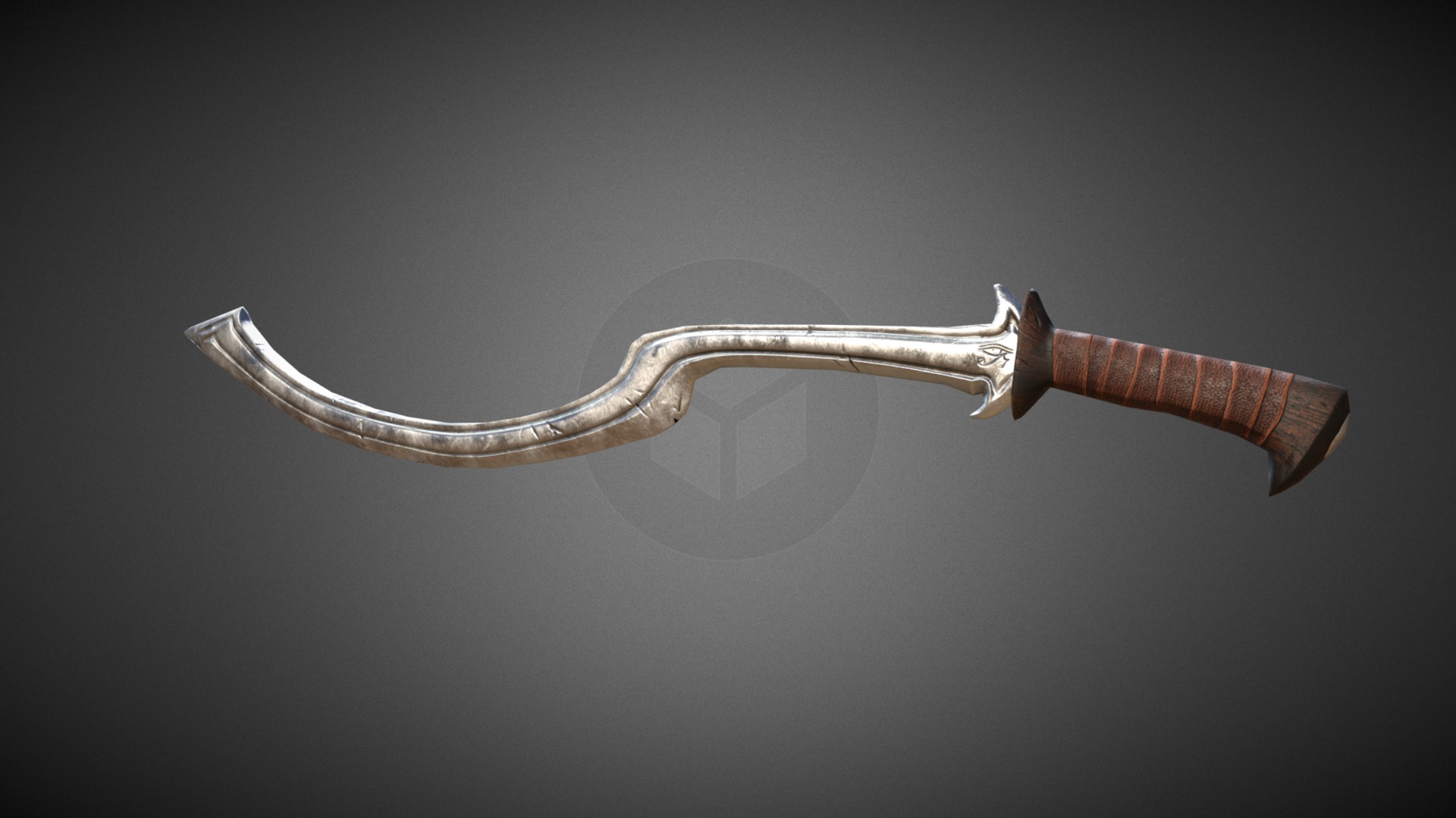 3D model Khopesh Sword - This is a 3D model of the Khopesh Sword. The 3D model is about a wooden spoon with a handle.