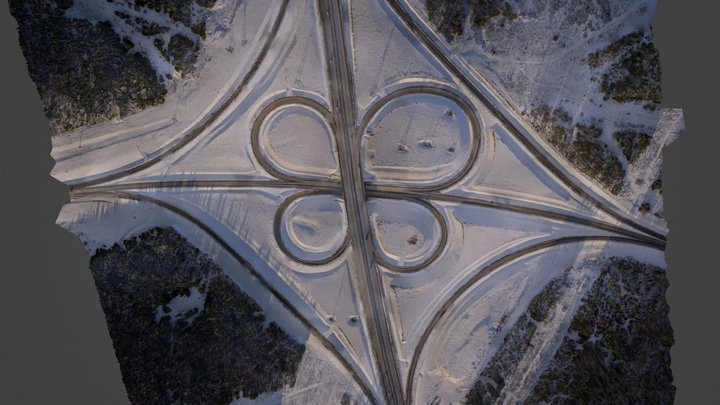 Cloverleaf road interchange 3D Model