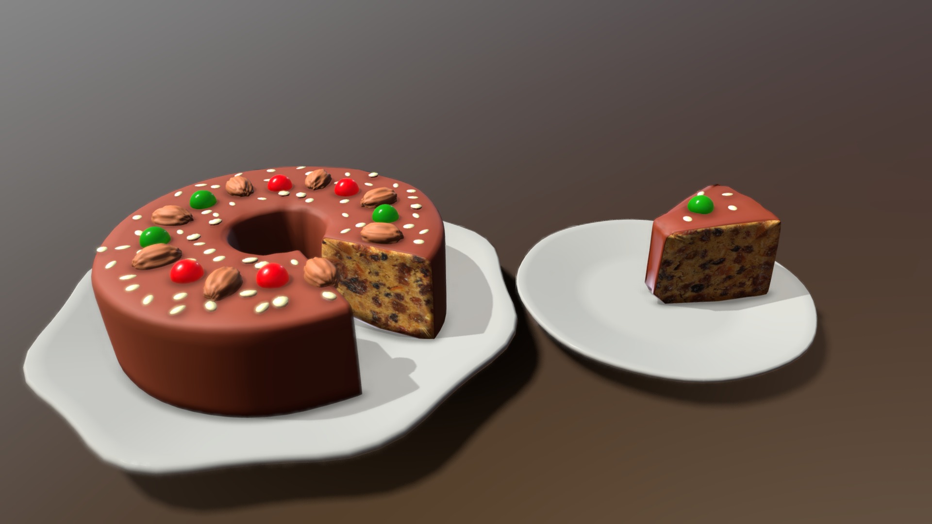 3D model 6th Dec Fruitcake - This is a 3D model of the 6th Dec Fruitcake. The 3D model is about a couple of plates with food on them.