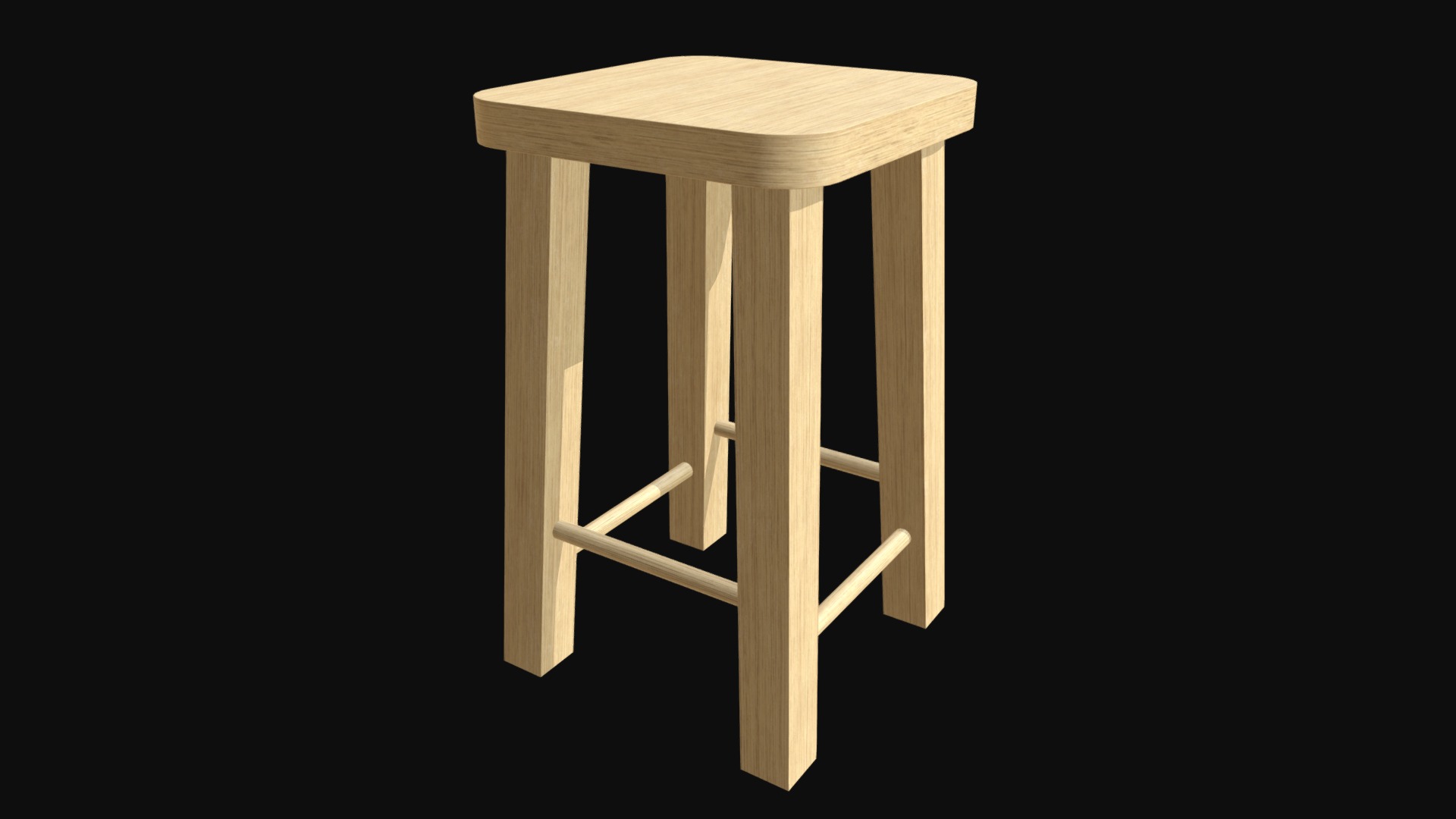 3D model Wooden stool - This is a 3D model of the Wooden stool. The 3D model is about a wooden chair with a black background.
