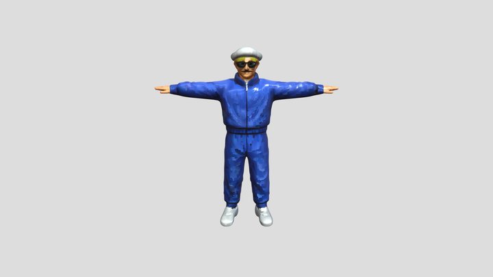 A pixelated person in blue tracksuit 3D Model