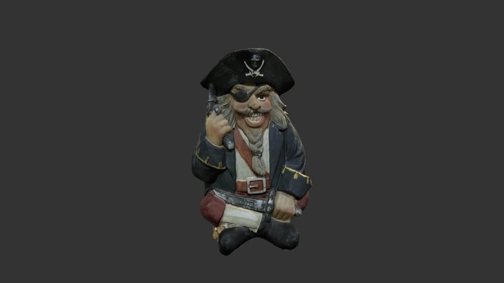 Pirate Statue Low Poly 3D Model