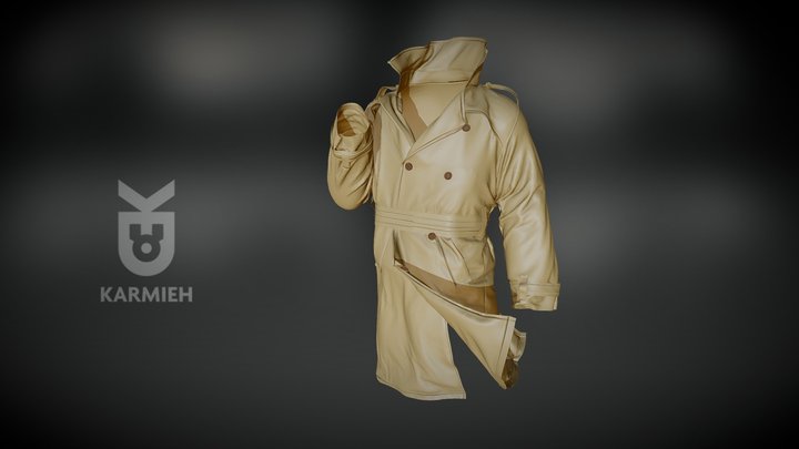 Detective Trench coat using Marvelous Designer 3D Model