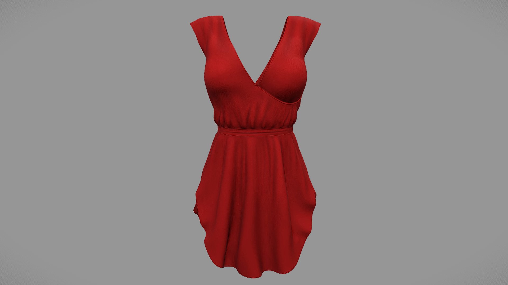 V Neck Short Hem Skater Dress - 3D model by 3dia [574c09b] - Sketchfab