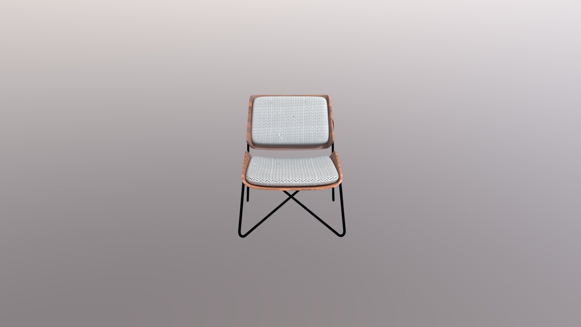 Wooden lounge chair with metal legs 3D model