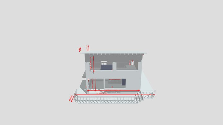 garage studio mockup with dropped floor ver2 3D Model