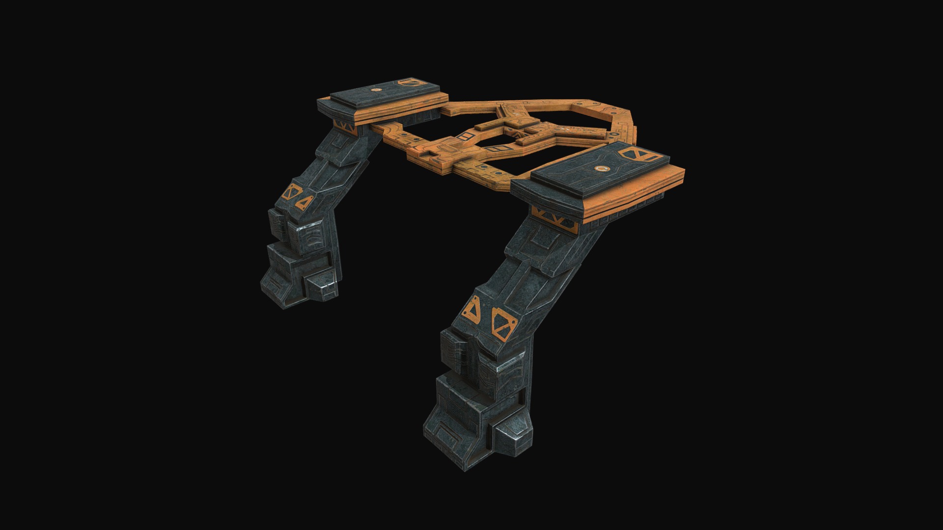 3D model Low poly sci fi support architectural element - This is a 3D model of the Low poly sci fi support architectural element. The 3D model is about a group of metal objects.