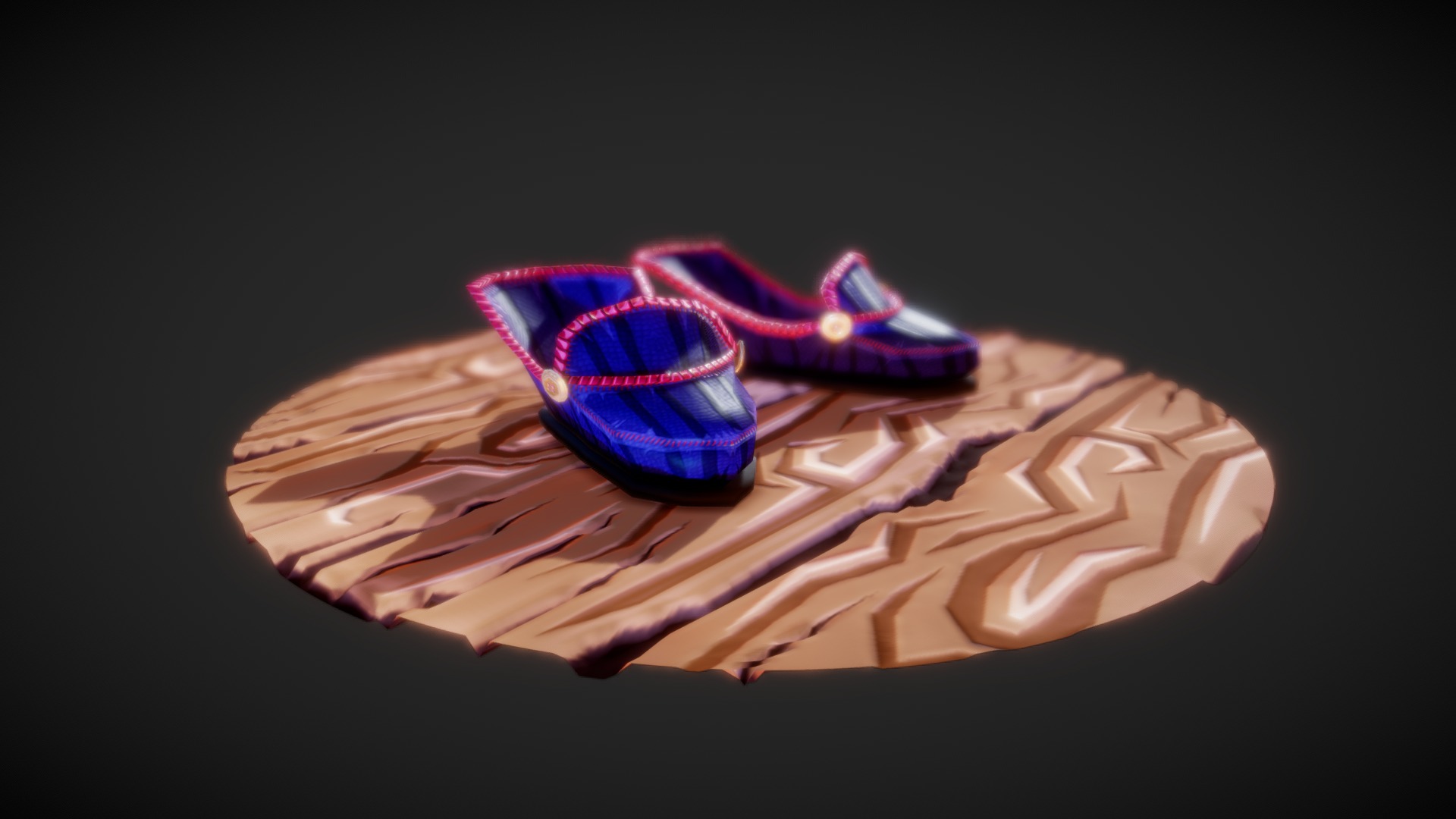 3D model Stylized Slippers - This is a 3D model of the Stylized Slippers. The 3D model is about a pair of rings on a ring.