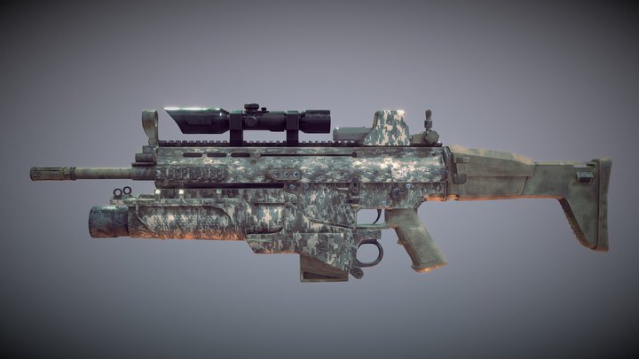 Scar H Assault Rifle // Digital Camoflauge Skin 3D Model