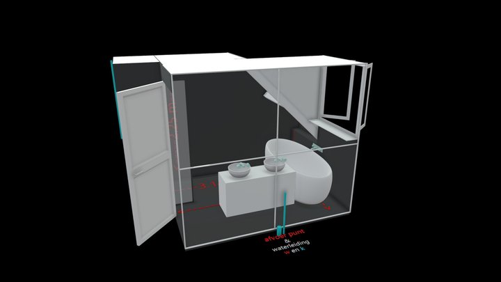 Badkamer nieuwe/beoogde situatie 3D Model
