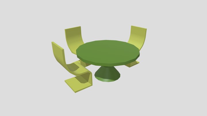 Furniture in the cafe Chairs Table Low-Poly 3D Model