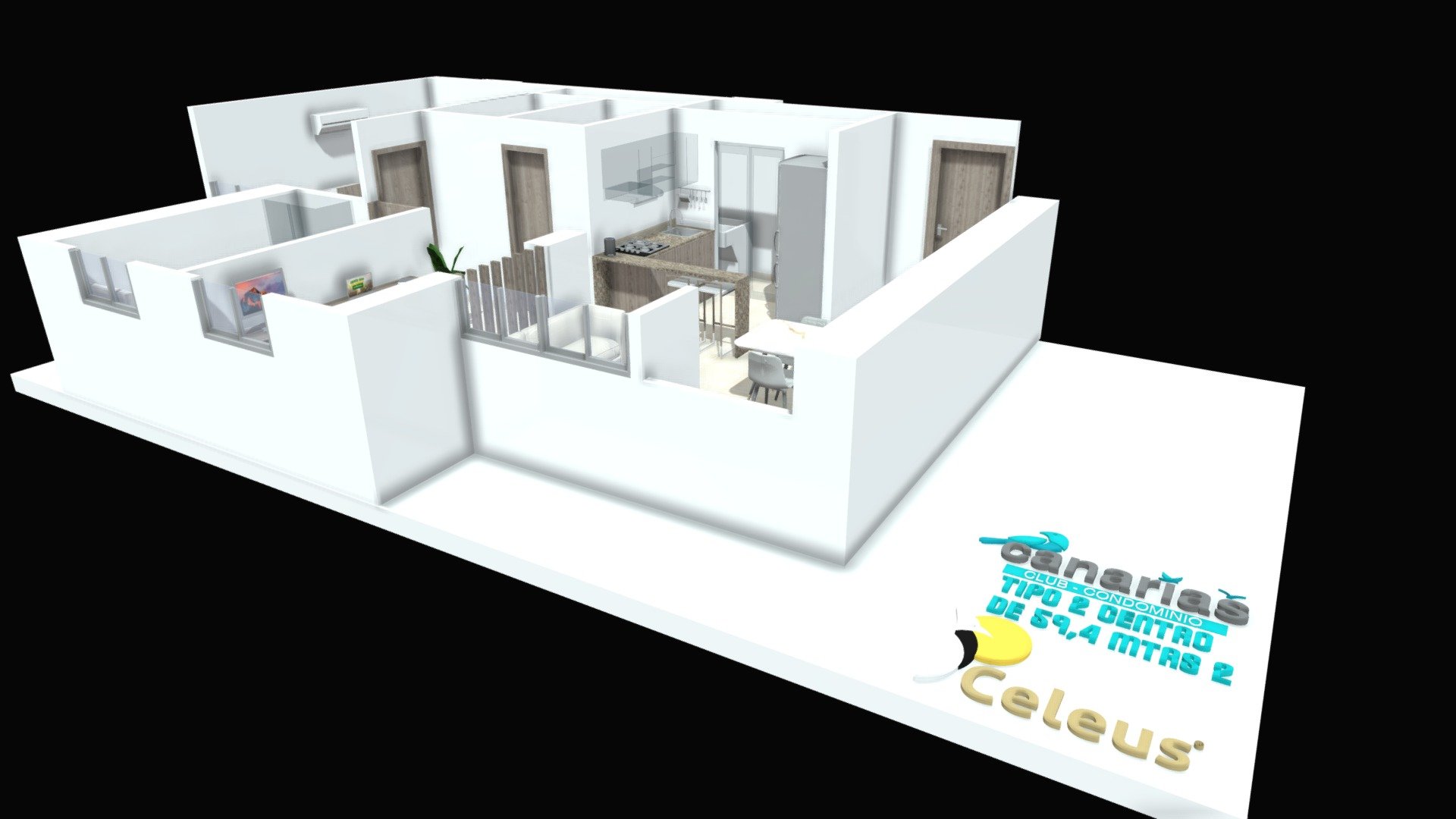 CANARIAS CLUB / Apto tipo 2 - 2 Hab. + Estudio