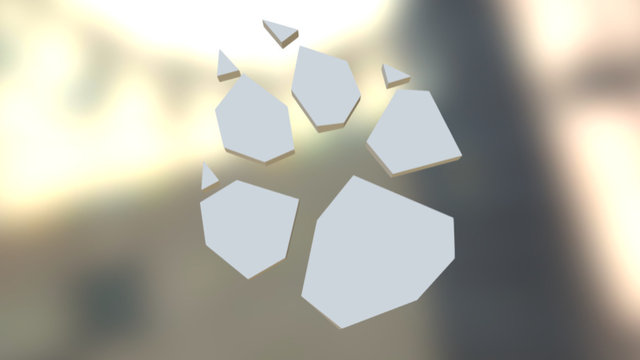 Low poly pawprint 3D Model