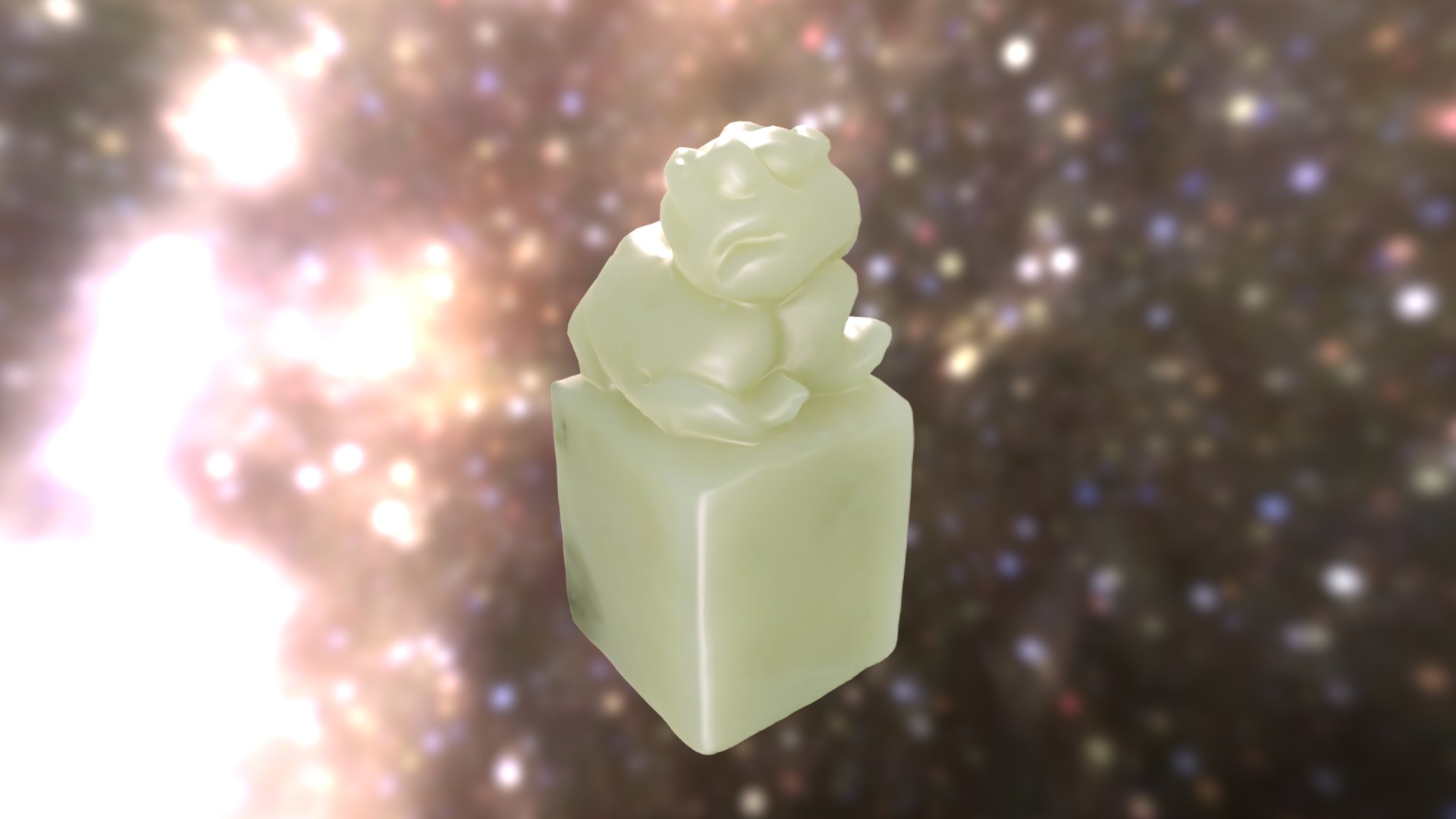 3D model Jade Stamp — Royal Dragon - This is a 3D model of the Jade Stamp --- Royal Dragon. The 3D model is about a green and white object.
