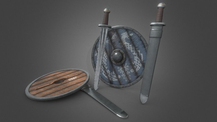 VIKING SWORD AND SHIELD 3D Model