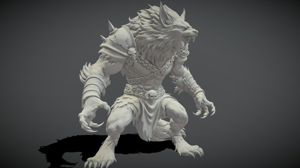 Armoured Werewolf Warlord - Untextured [MESHY 6]