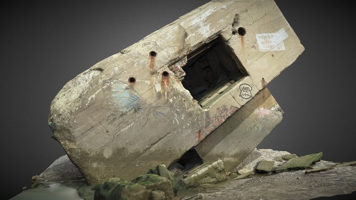 WWII German bunker in Le Hourdel 3D Model