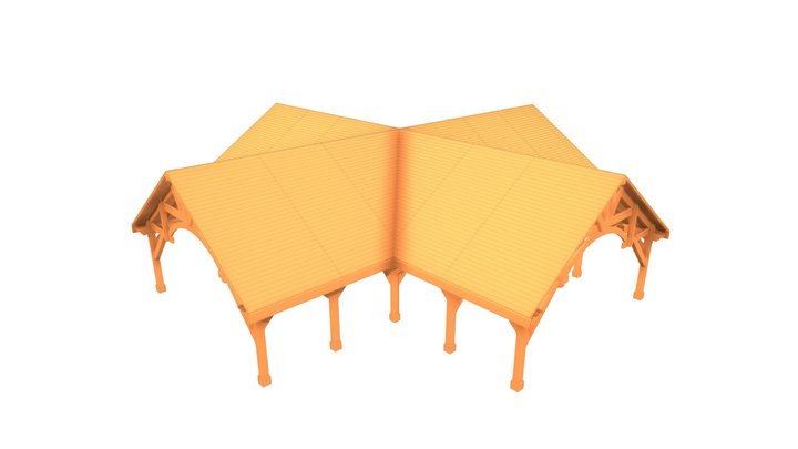 74x34 Ft + (2) 20 Ft X 34 Ft Pavilion Rev B 3D Model